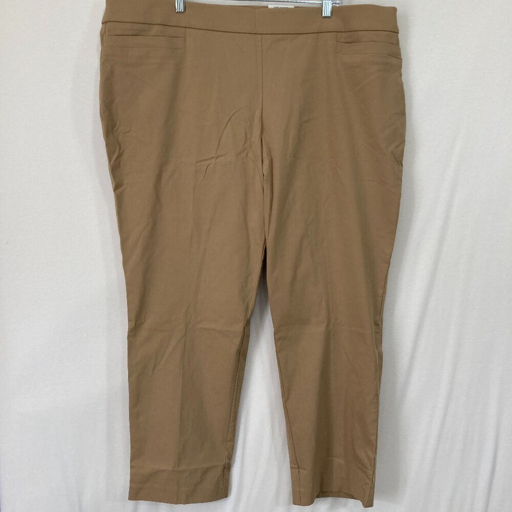 New JM Collection size 4X Tan Slim Stretch Pull-on Tummy Control‎ Ankle Pants